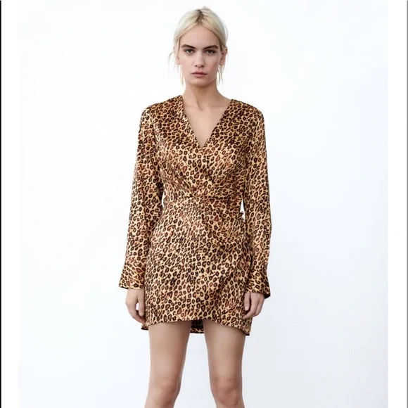 satin effect print dress zara ZARA WOMAN NWT SATIN EFFECT PRINT MIDI DRESS